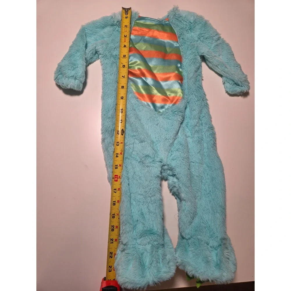 Spirit Halloween Lil Monster Infant Jumpsuit Costume Boys 0-6 Month Blue Hooded - Picture 3 of 9